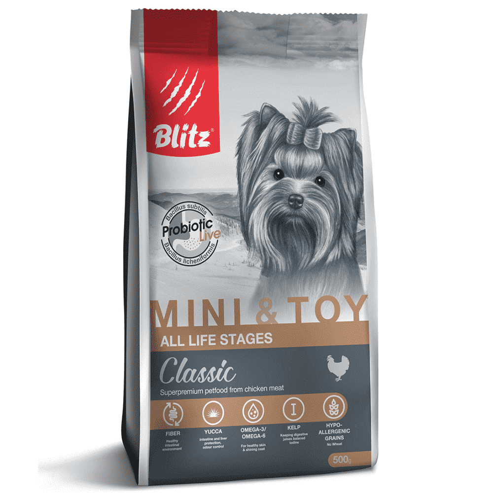 Корм для собак BLITZ adult mini &toy breeds для мелких и миниатюрных пород сух.