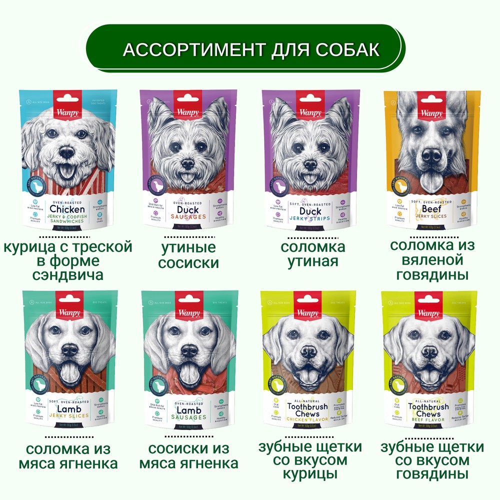 Лакомство для собак WANPY Dog Зубные щетки со вкусом курицы