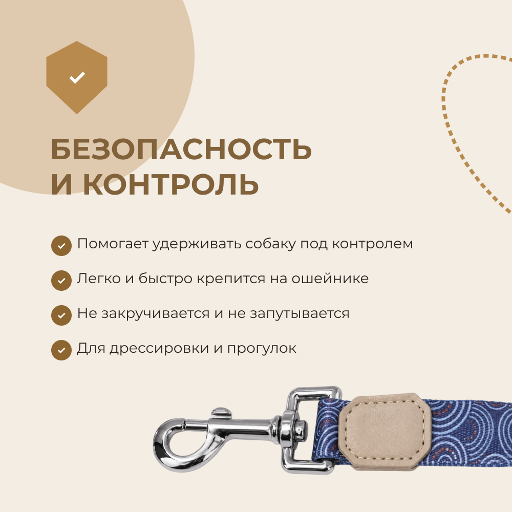 Поводок для собак FOXIE Splashes 2,5х200см голубой