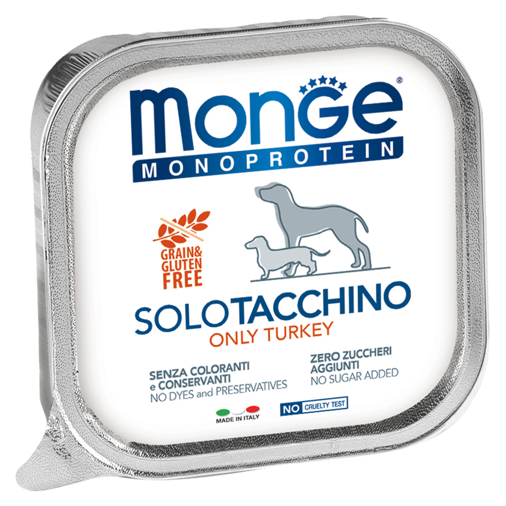 Корм для собак MONGE Dog Monoproteico Solo паштет из индейки конс.