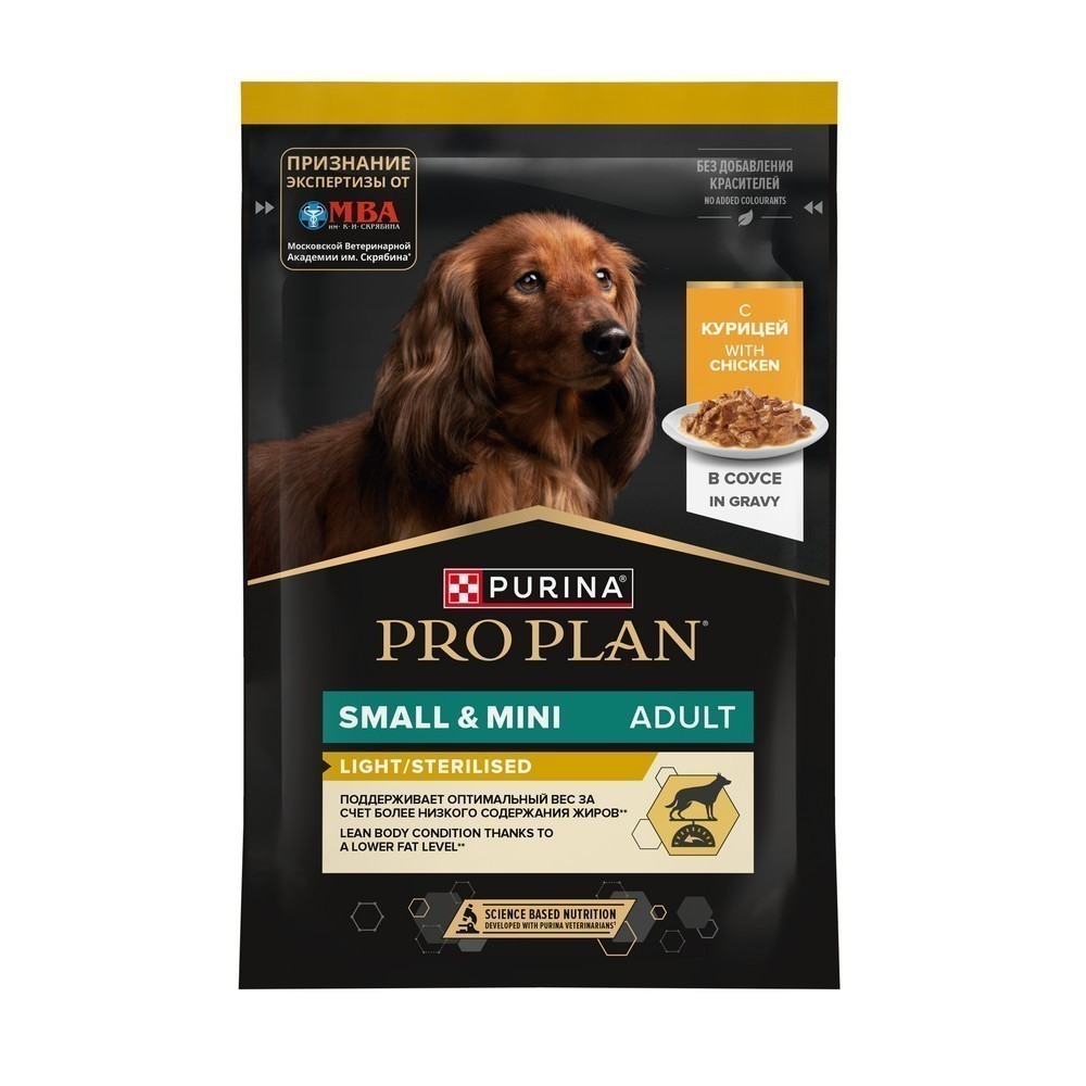 Корм для собак PRO PLAN для склонных к полноте, с курицей в соусе пауч