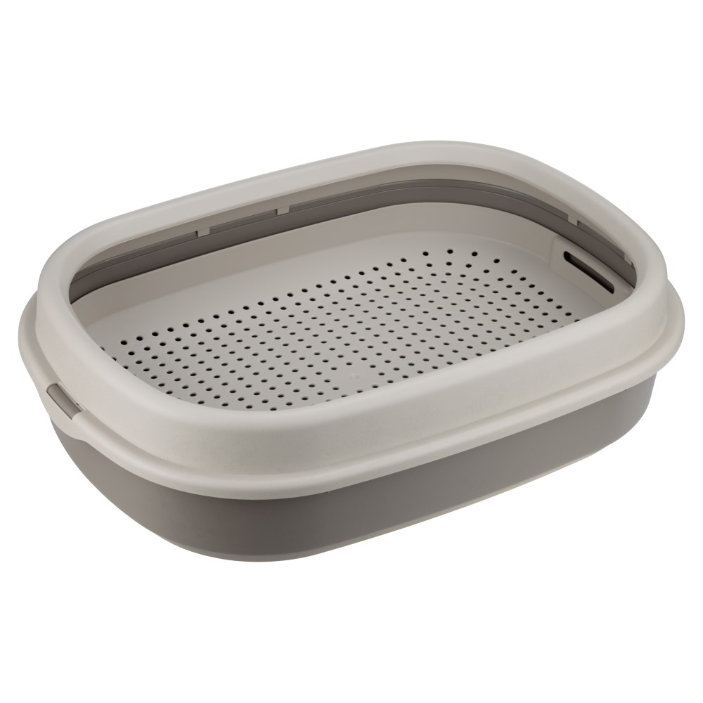 Туалет для кошек FOXIE Classic с сеткой и бортом 48х35,5х13см капучино