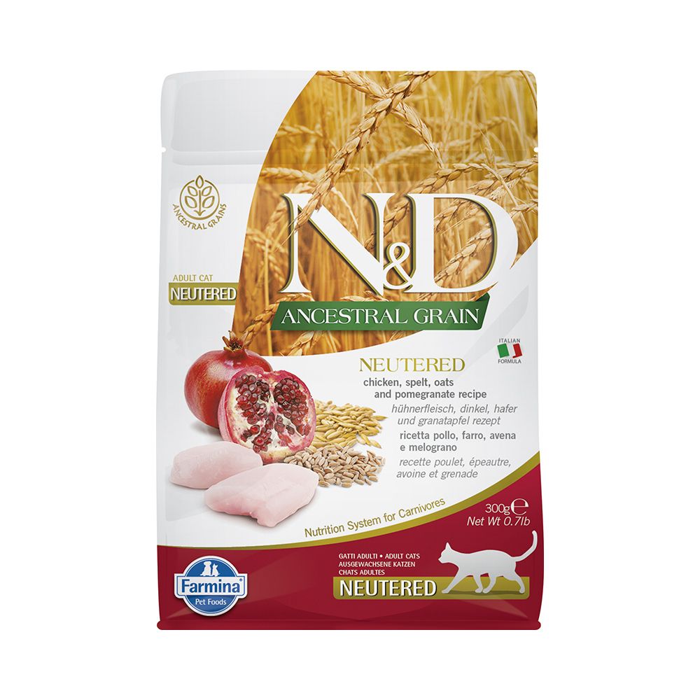 Корм для кошек FARMINA N&D Ancestral Grain Line для кастрированных курица с гранатом сух.