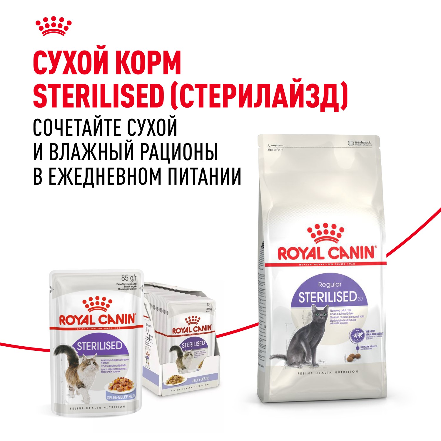 Корм для кошек ROYAL CANIN Sterilised для стерилизованных, мясо в желе пауч