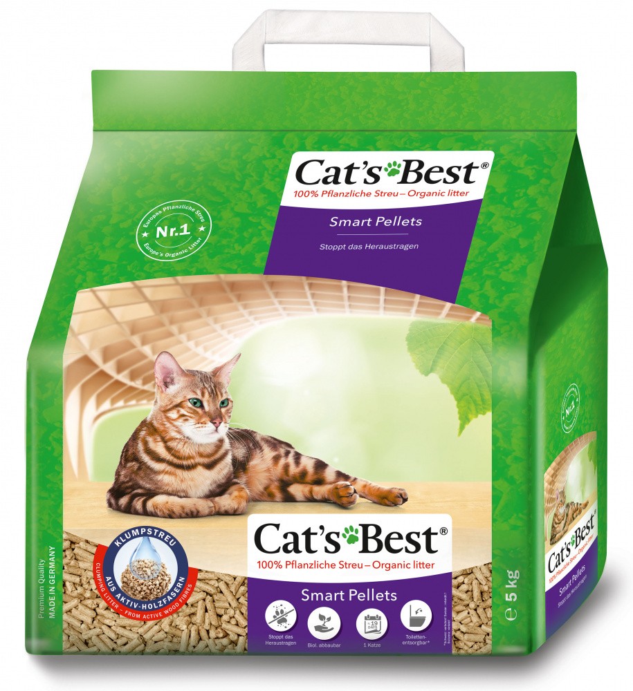 Наполнитель для кошачьего туалета CAT'S BEST Smart Pellets древесный комкующийся, 10л (5кг)