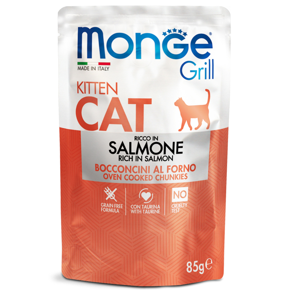 Корм для котят MONGE Cat Grill Pouch норвежский лосось пауч