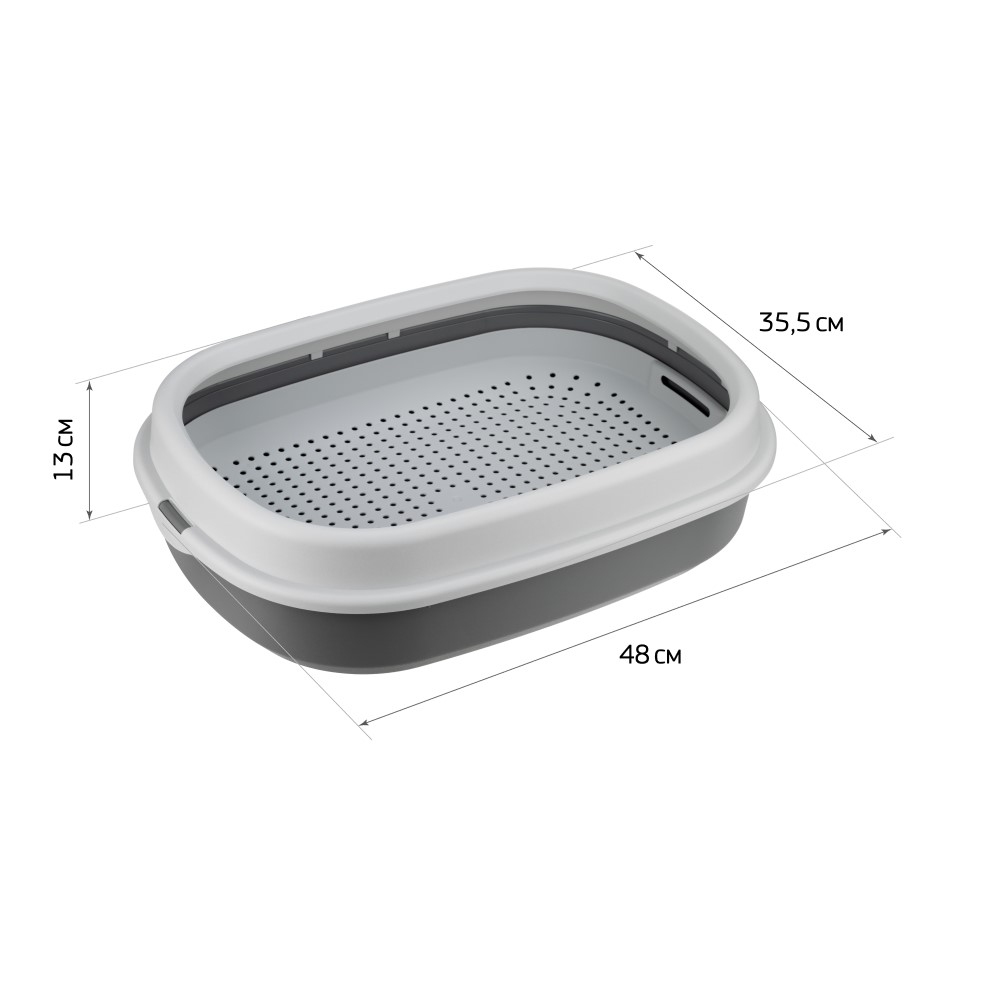 Туалет для кошек FOXIE Classic с сеткой и бортом 48х35,5х13см смоки