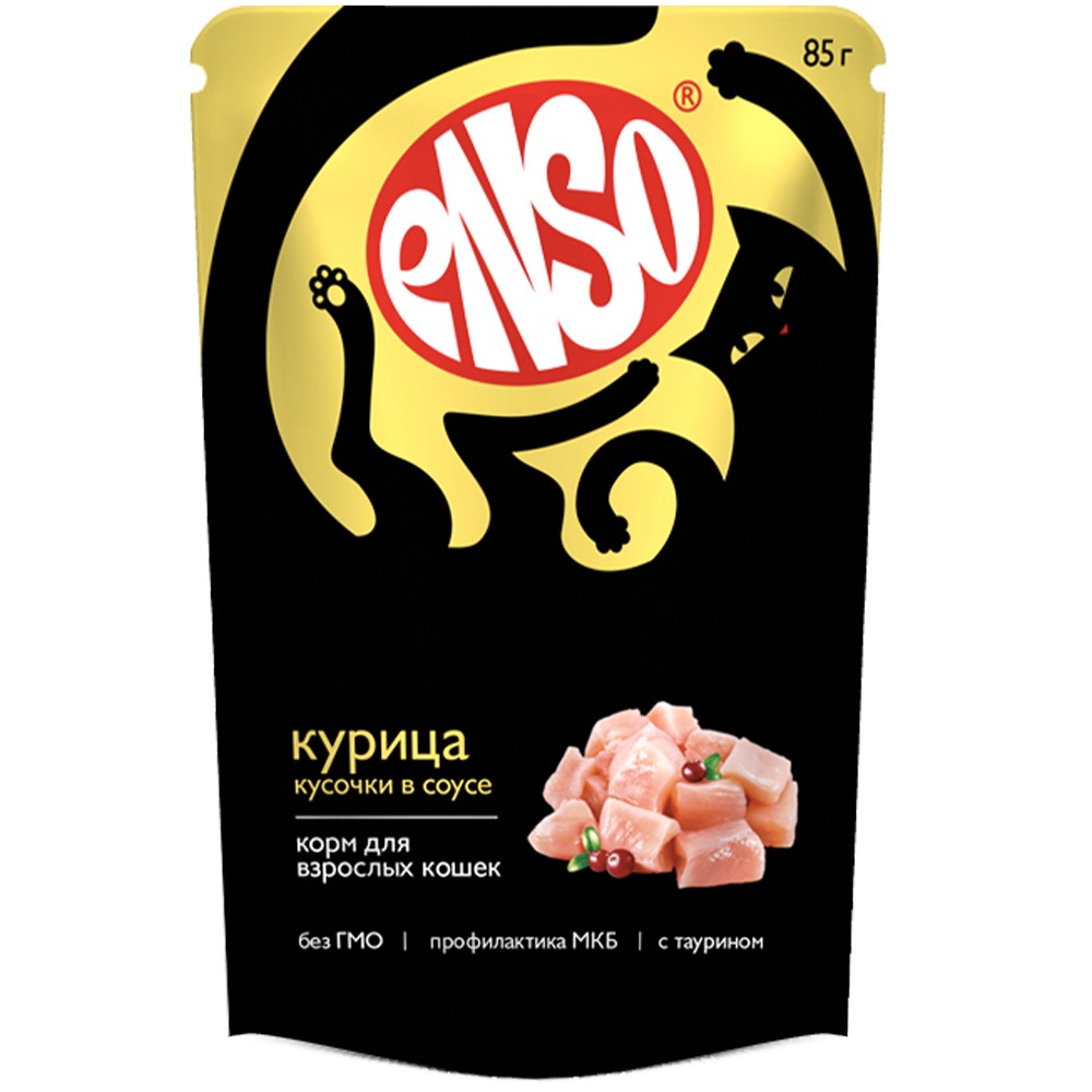 Корм для кошек ENSO кусочки в соусе с курицей пауч