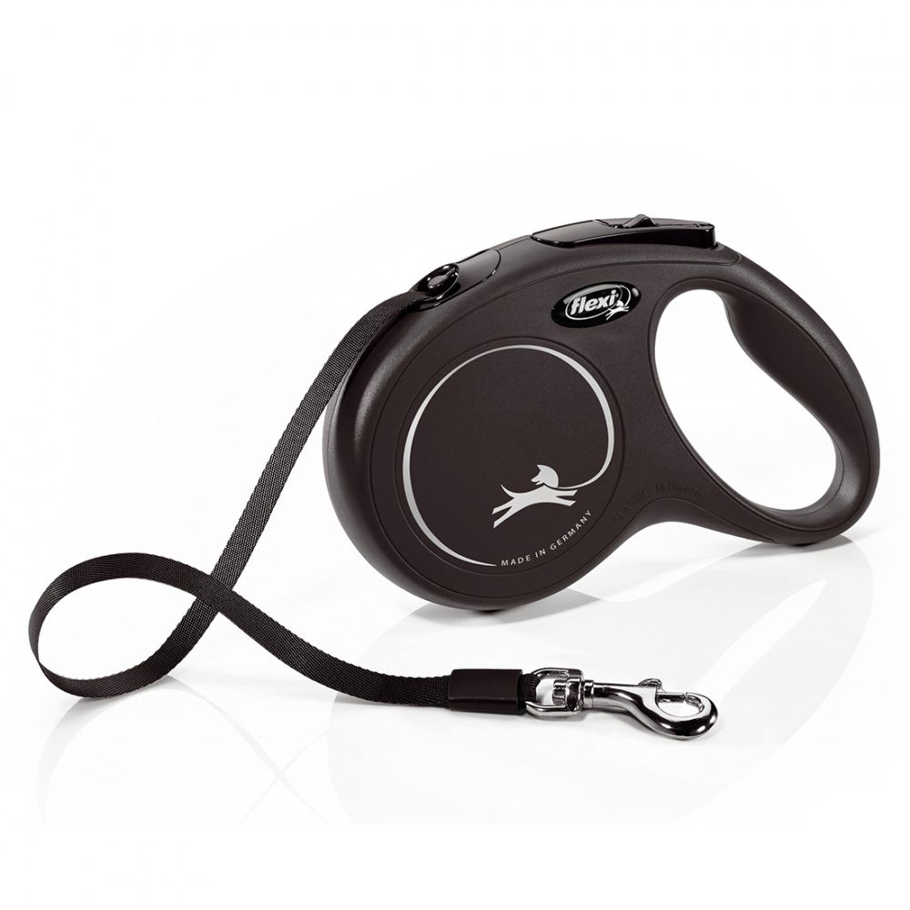 Рулетка для собак FLEXI New Classic M до 25 кг, 5 м лента черная