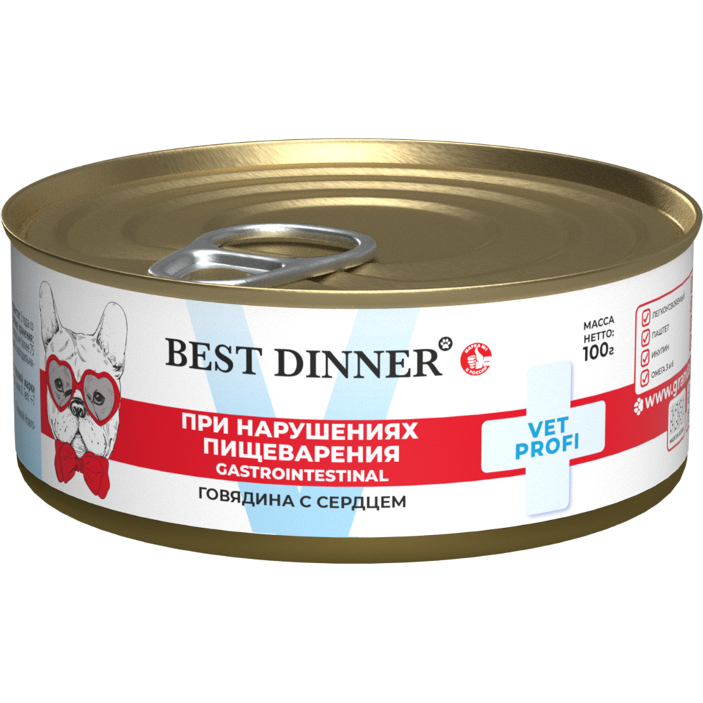 Корм для собак BEST DINNER Exclusive Vet Profi Gastro Intestinal при заб.ЖКТ, гов.с серд. банка