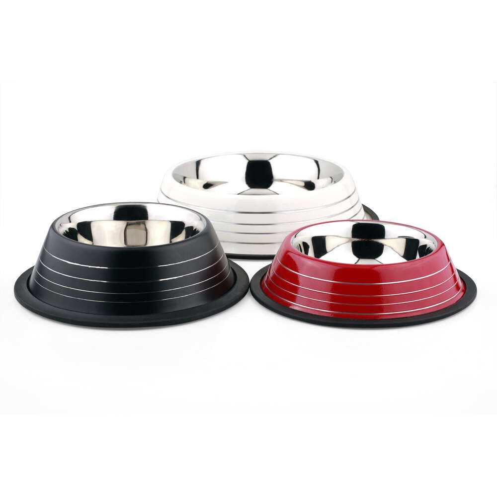 Миска для животных FOXIE Color Ribbed черная металлическая 21х21х4,8cм 700мл