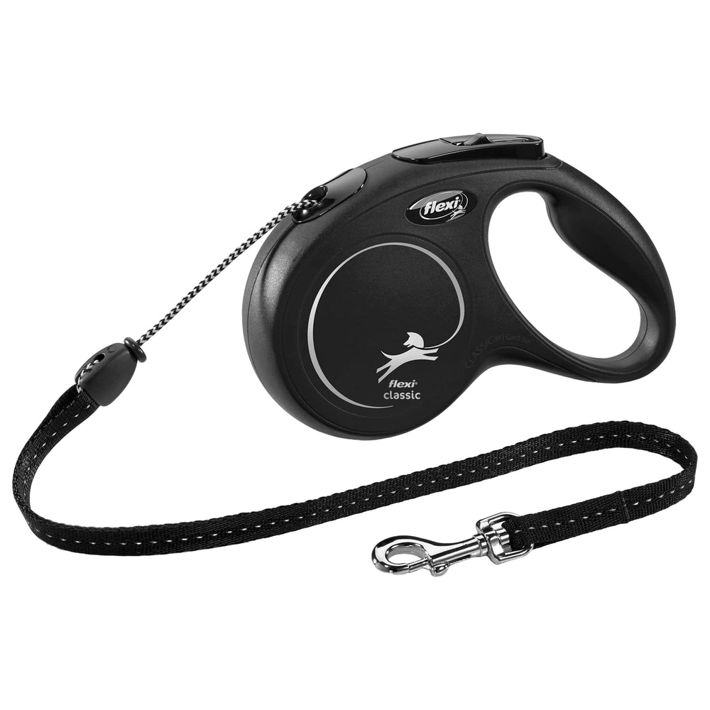 Рулетка для собак FLEXI Classic Basic М (до 20 килограммов) трос 5м черная