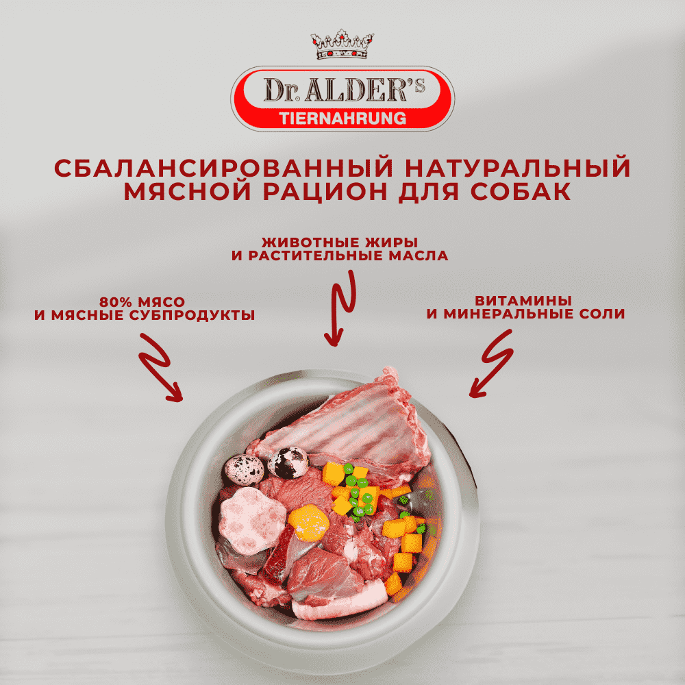 Корм для собак DR. ALDER`S Алдерс Гарант 80%рубленного мяса Ягнёнок банка