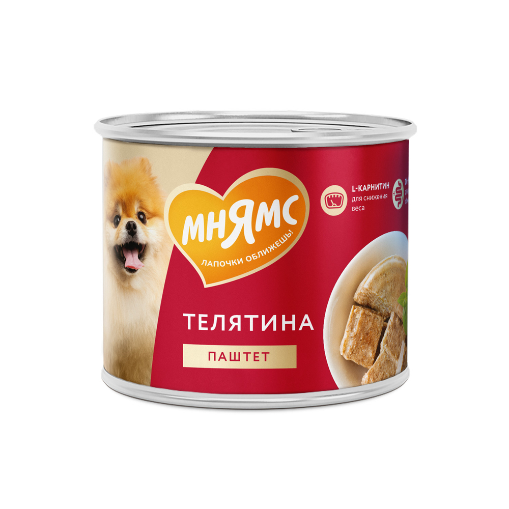 Корм для собак МНЯМС Фитнес паштет из телятины банка