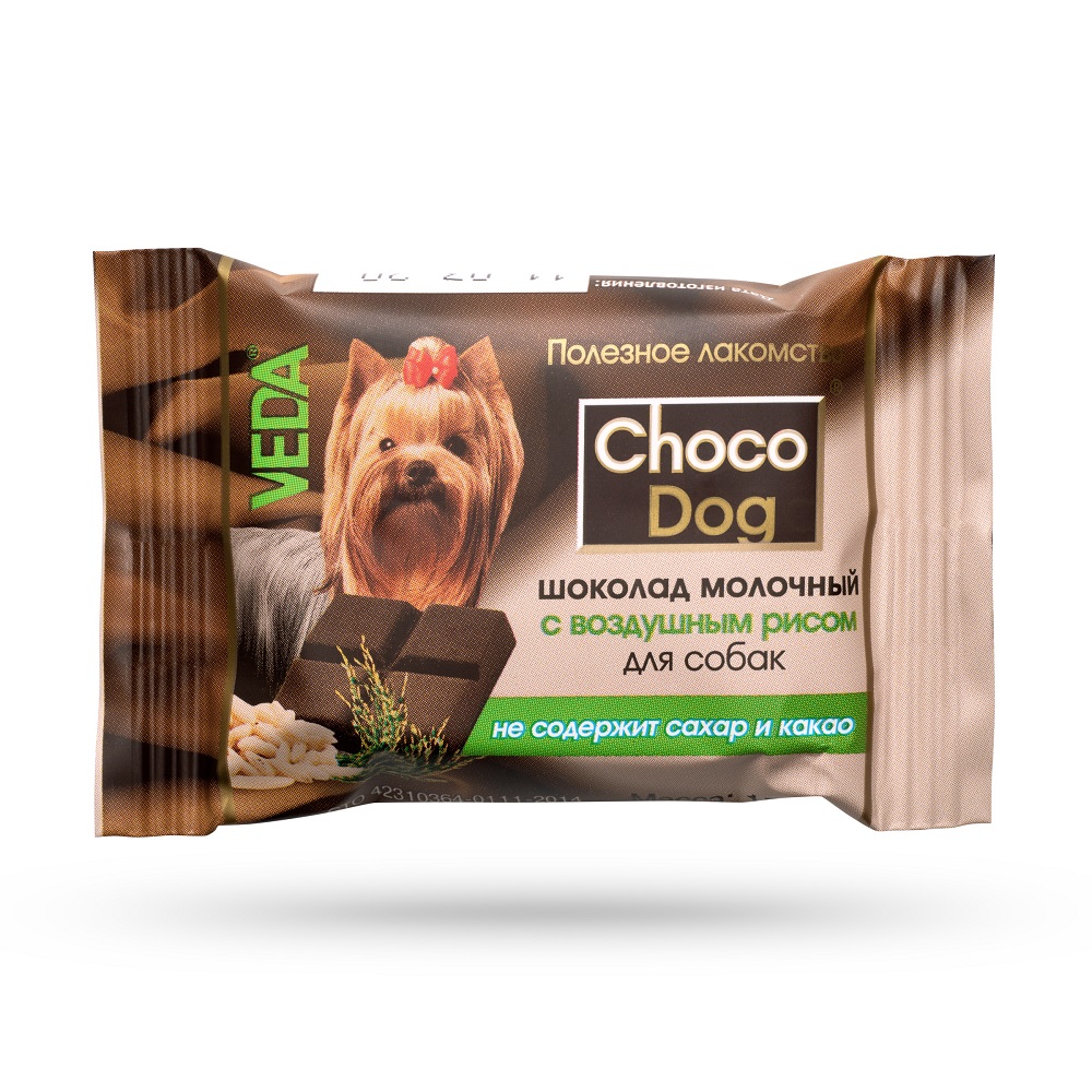 Лакомство для собак ВЕДА Choco Dog шоколад молочный с воздушным рисом, 15г