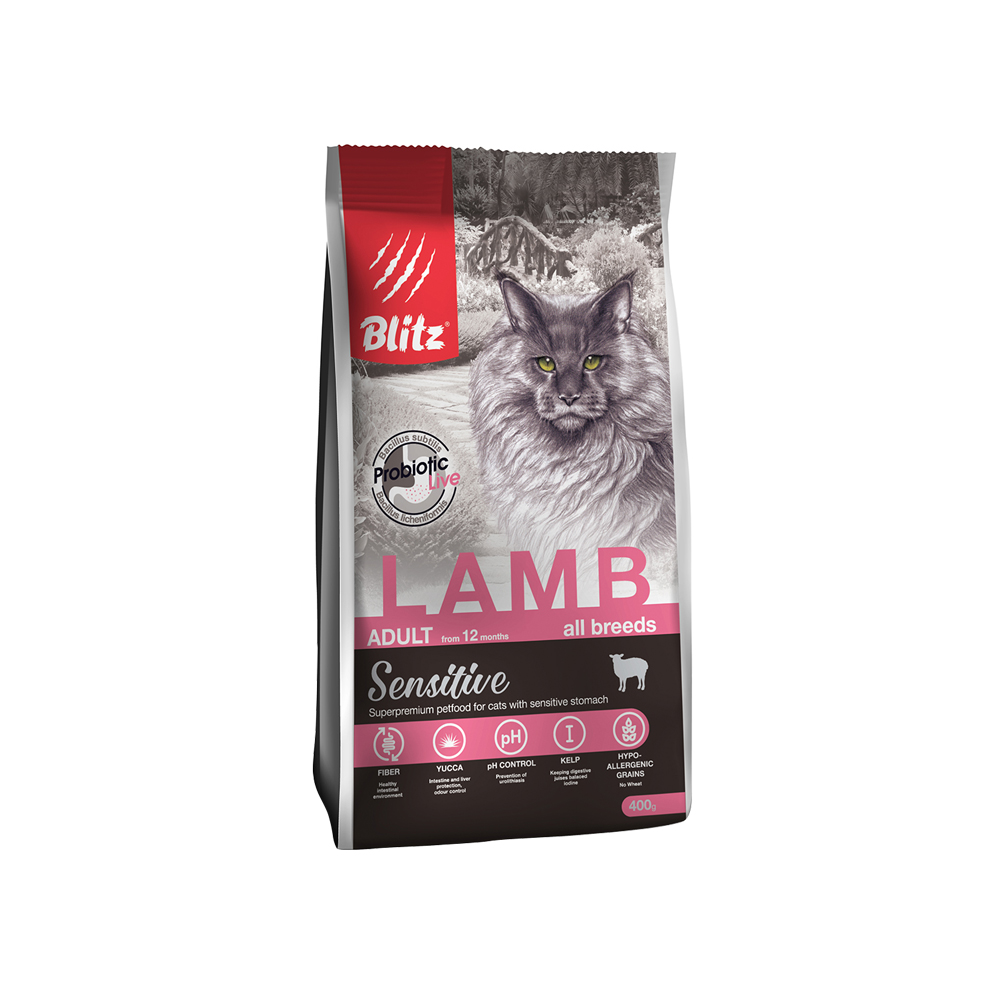 Корм для кошек BLITZ adult lamb cat с мясом ягненка сух.