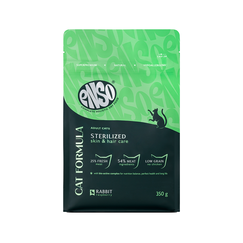 Корм для кошек ENSO formula Sterilized для стерилиз., со свежим кроликом и малиной сух.