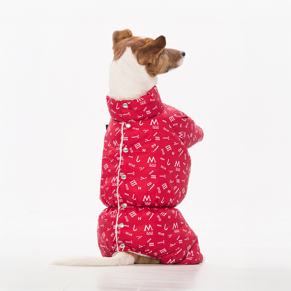 Комбинезон для собак DOG MODA Буквы с кнопками сверху (красный) девочка 32см (4)