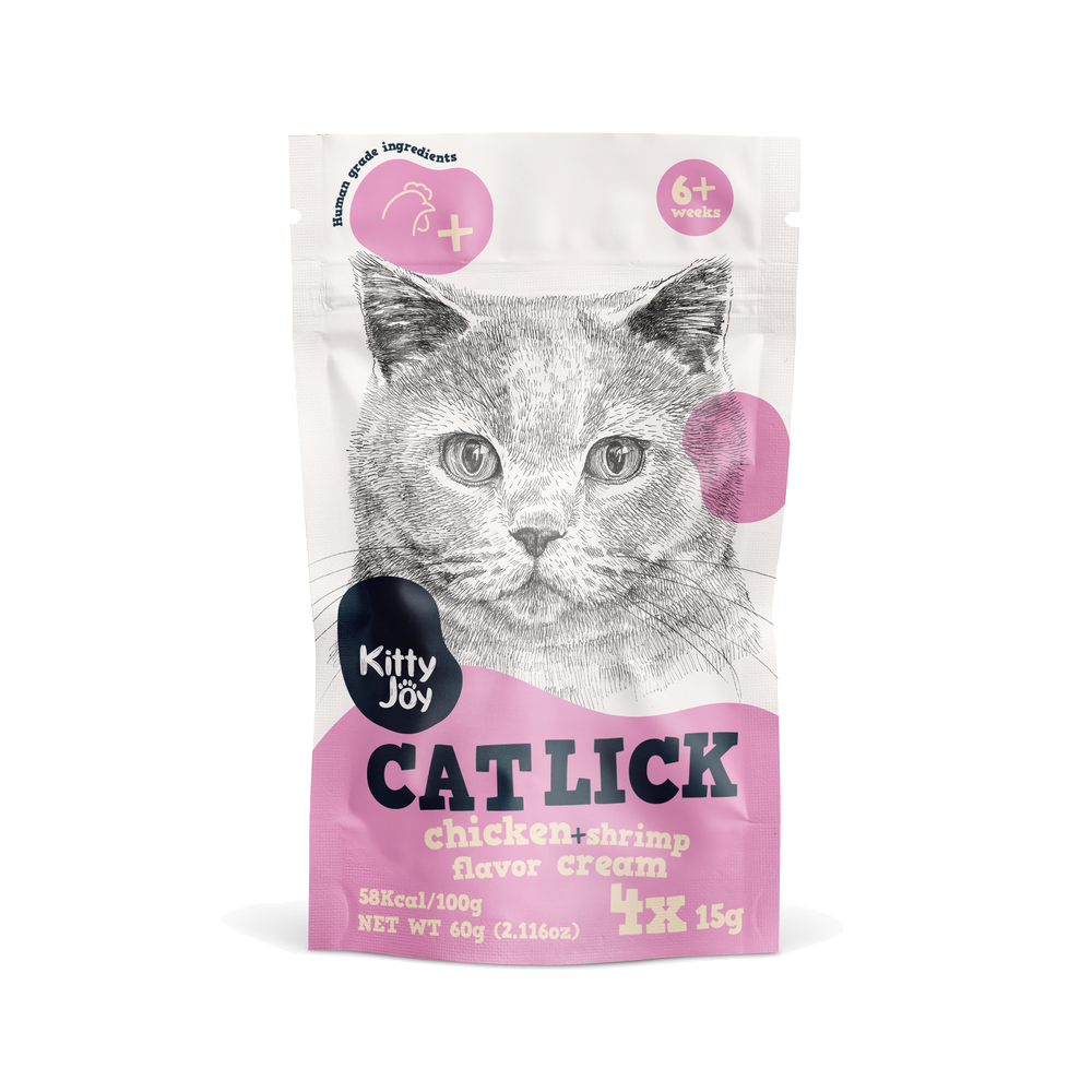 Лакомство для кошек KITTY JOY Крем-пюре из курицы и креветок 4х