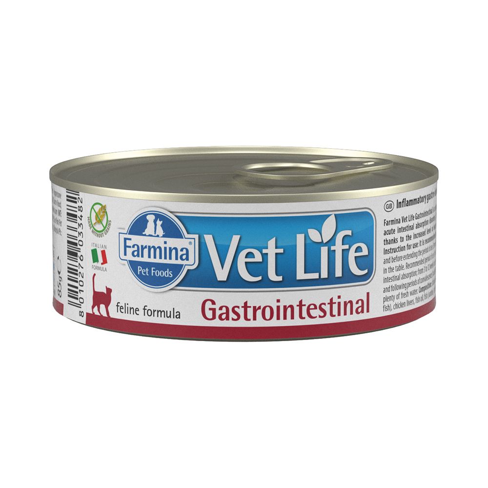 Корм для кошек FARMINA Vet Life Gastrointestinal при заболеваниях ЖКТ паштет банка