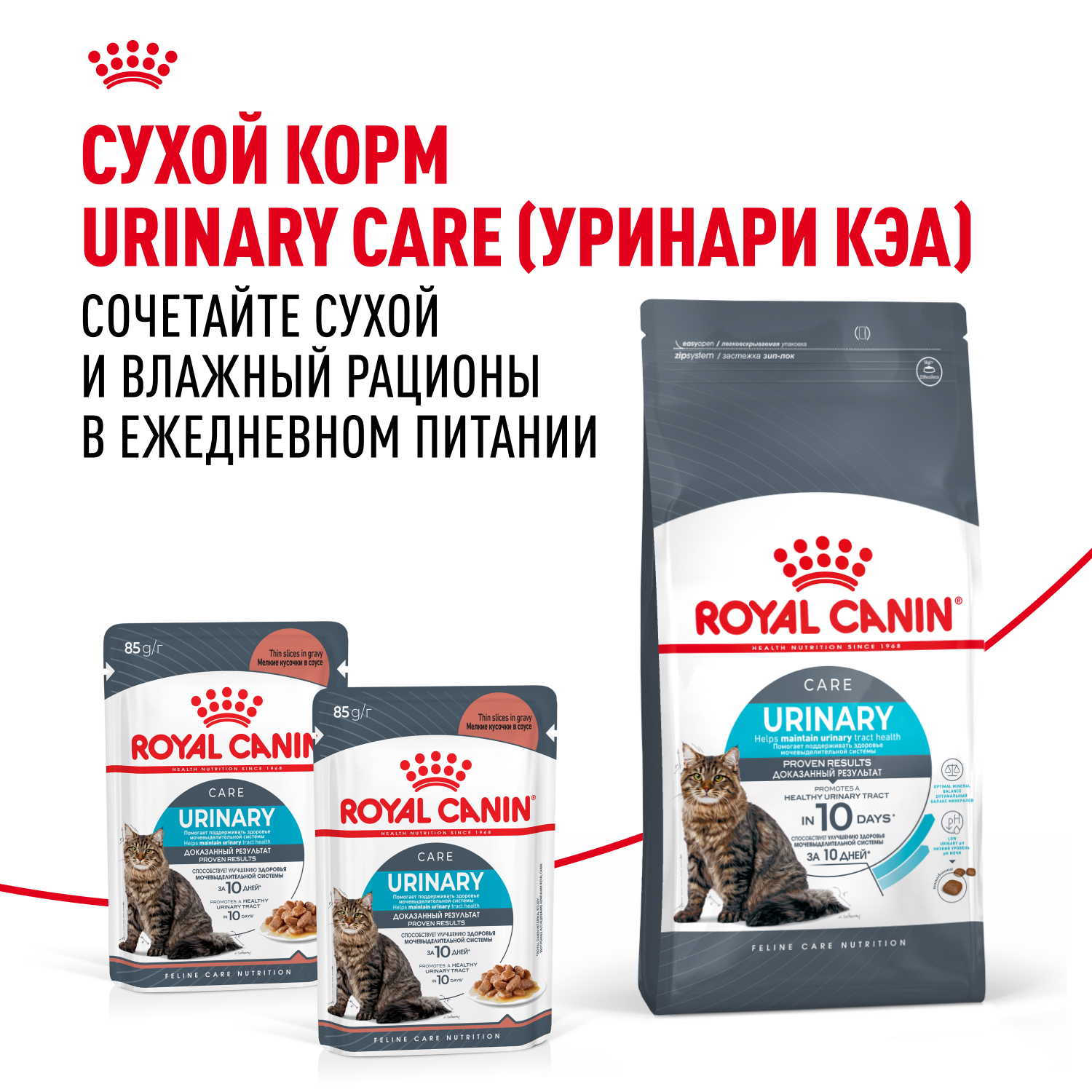 Корм для кошек ROYAL CANIN Urinary Care для подд.здор. мочевыд.сист., мелк.кусочки в соусе пауч