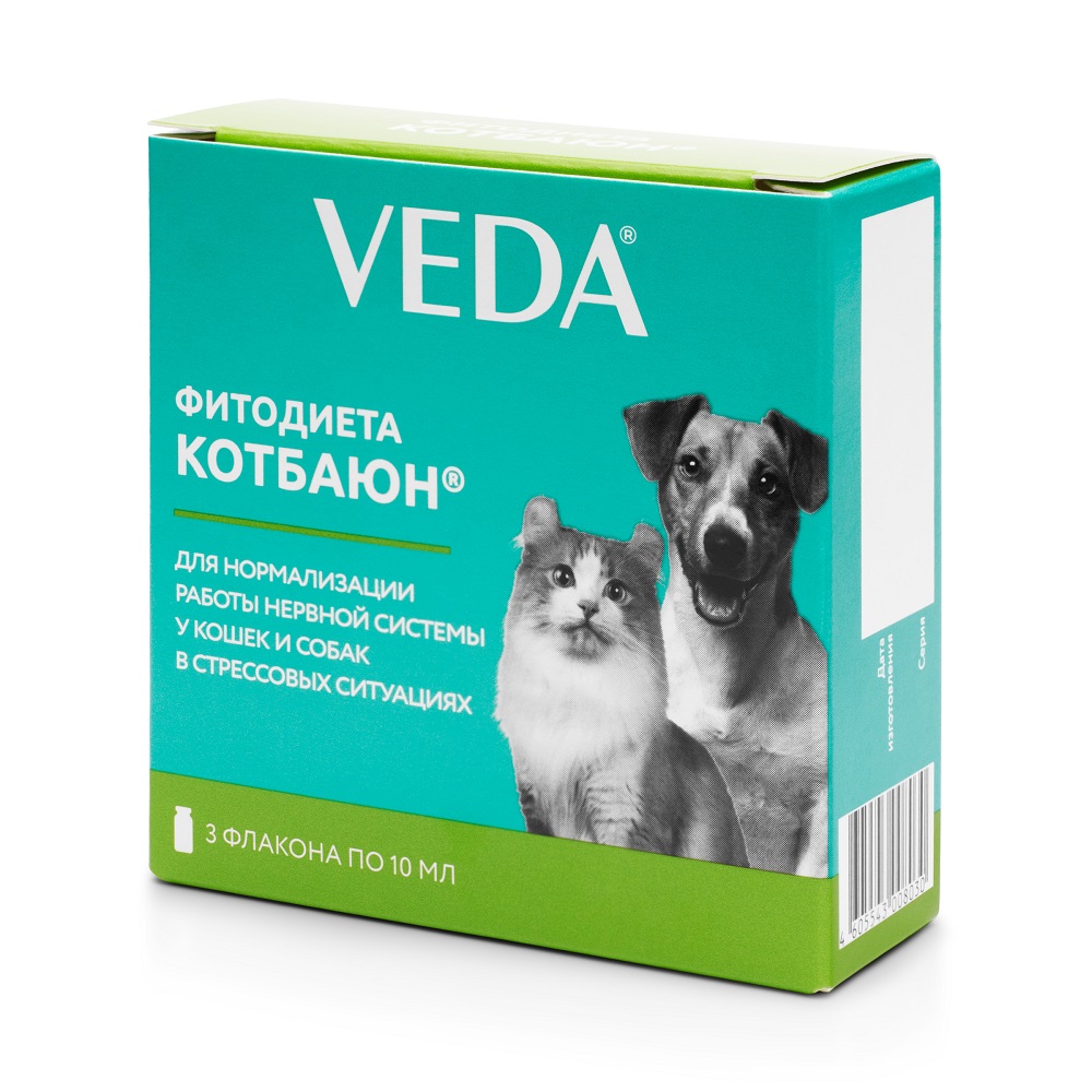 Средство для кошек и собак VEDA Фитодиета Кот Баюн успокоительное, флакон 3x10мл
