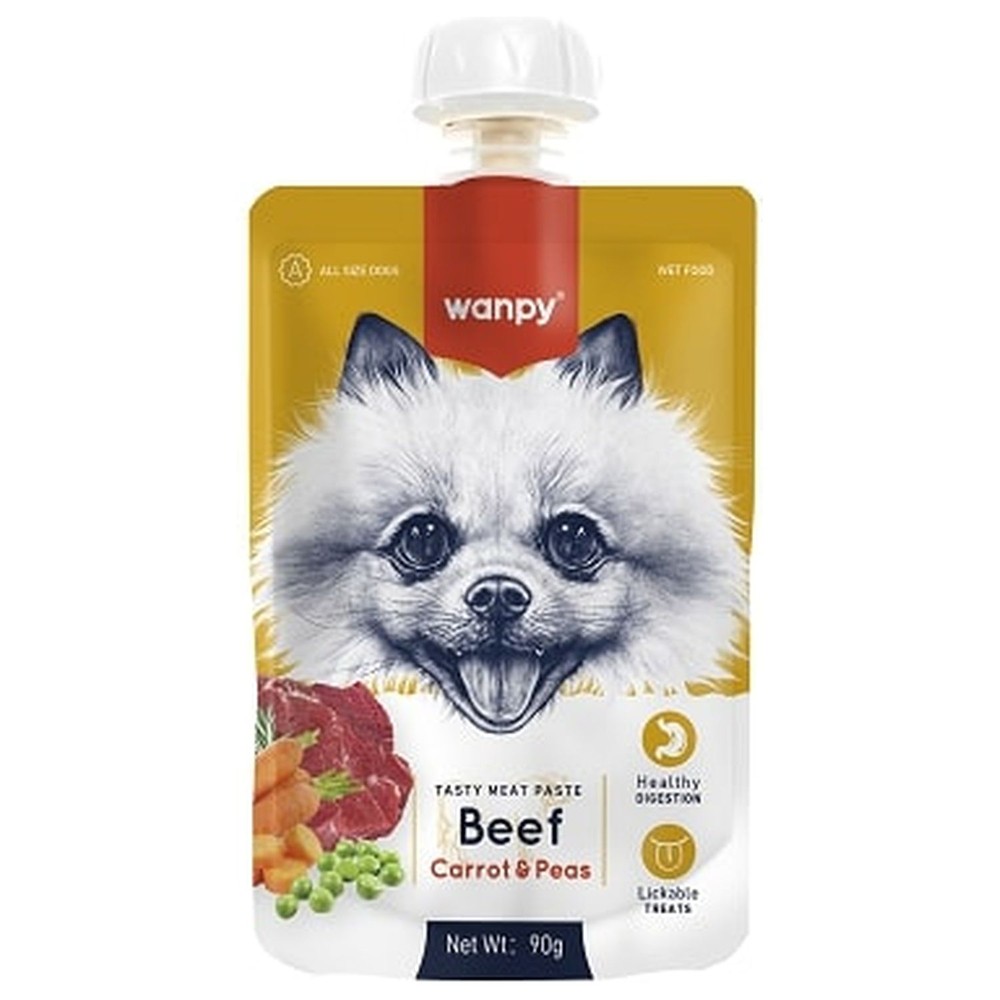 Лакомство для собак WANPY Dog Мясной мусс из говядины и моркови с горохом