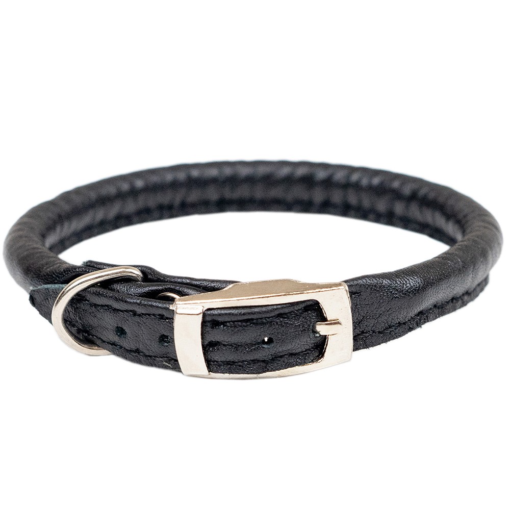 Ошейник для собак ДАРЭЛЛ 410215черн ZooM Cord кожаный круглый 8ммх38-43см