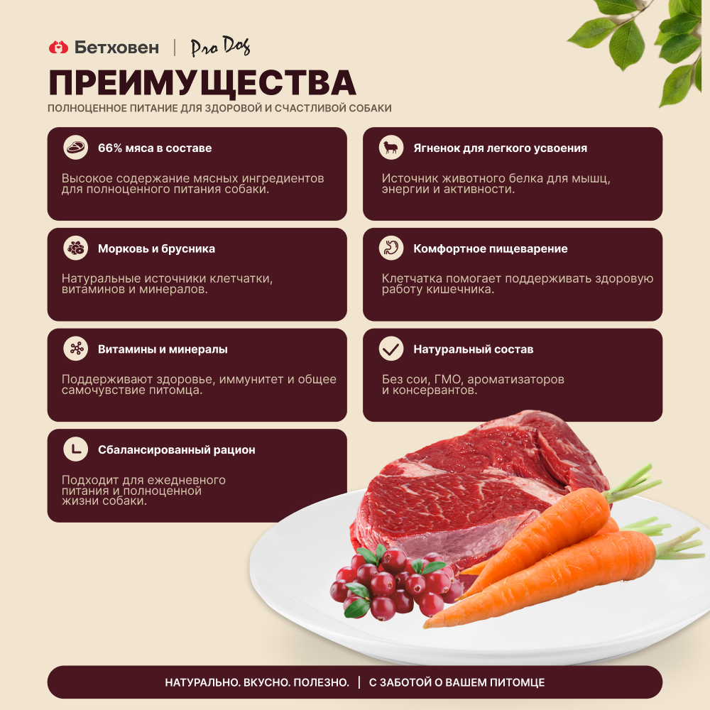 Корм для собак PRO DOG ягненок, морковь, брусника банка