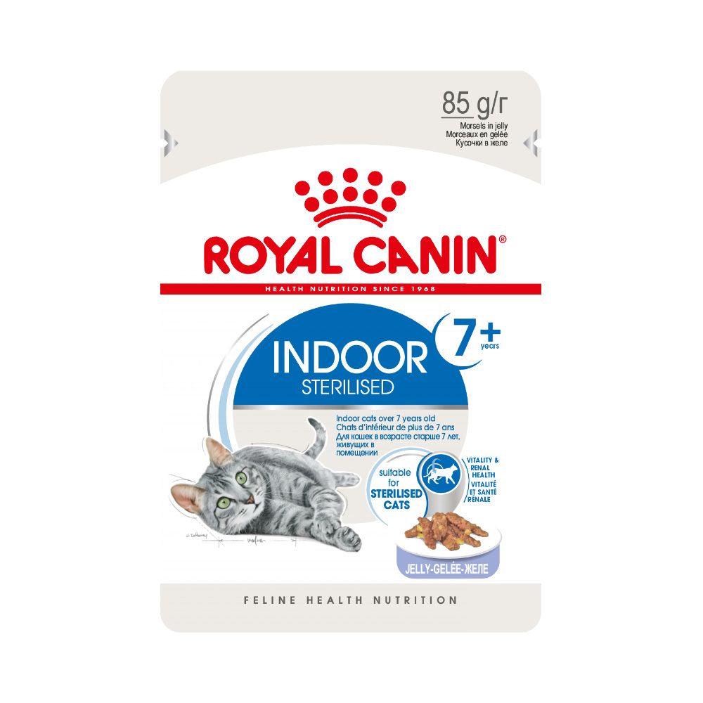 Корм для кошек ROYAL CANIN Indoor 7+ для домашних старше 7 лет (желе) пауч