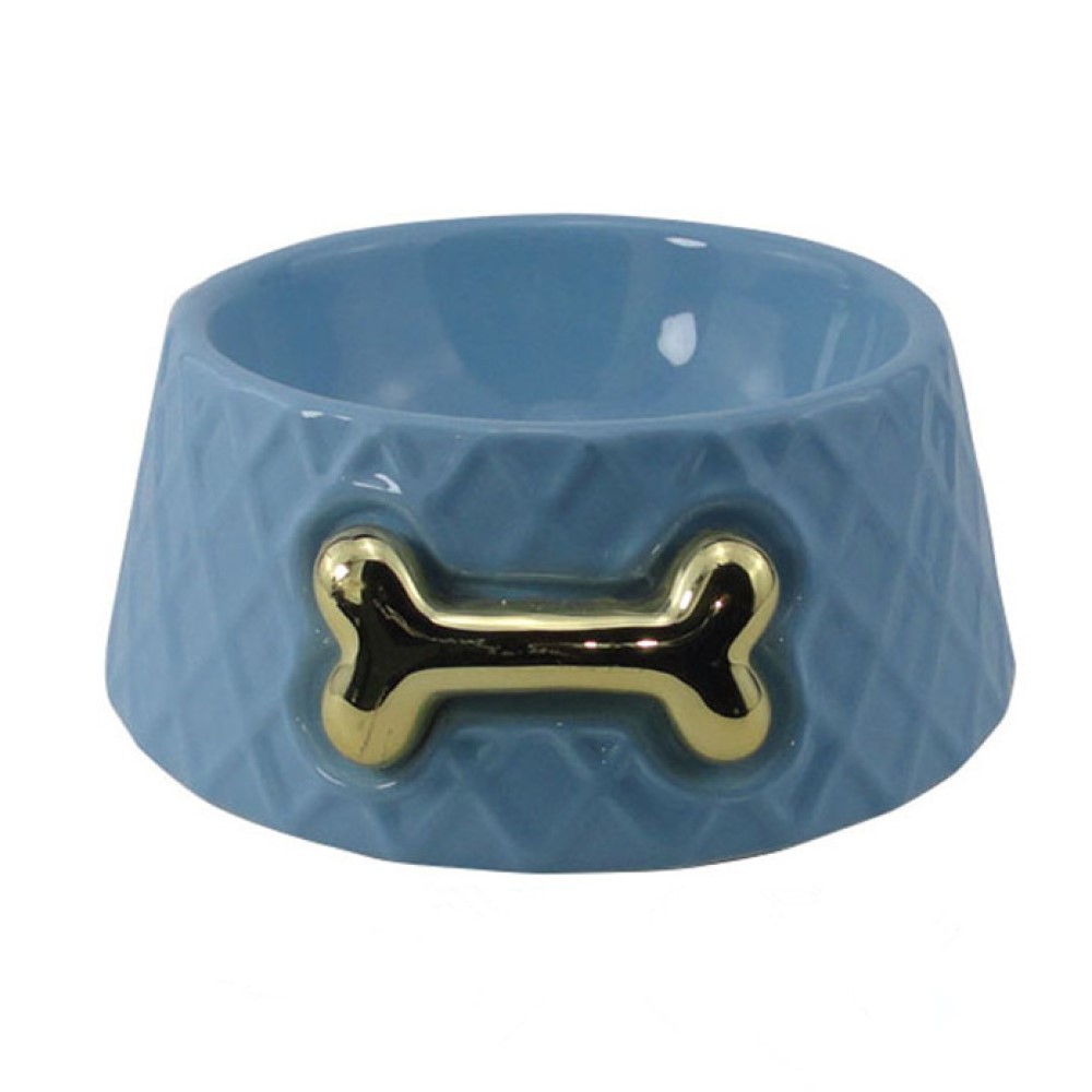 Миска для животных FOXIE Golden bone синяя керамическая 17х17x7см 400мл