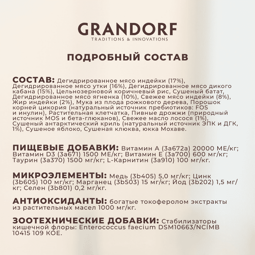 Корм для кошек GRANDORF для стерилизованных, четыре вида мяса с пробиотиками сух.