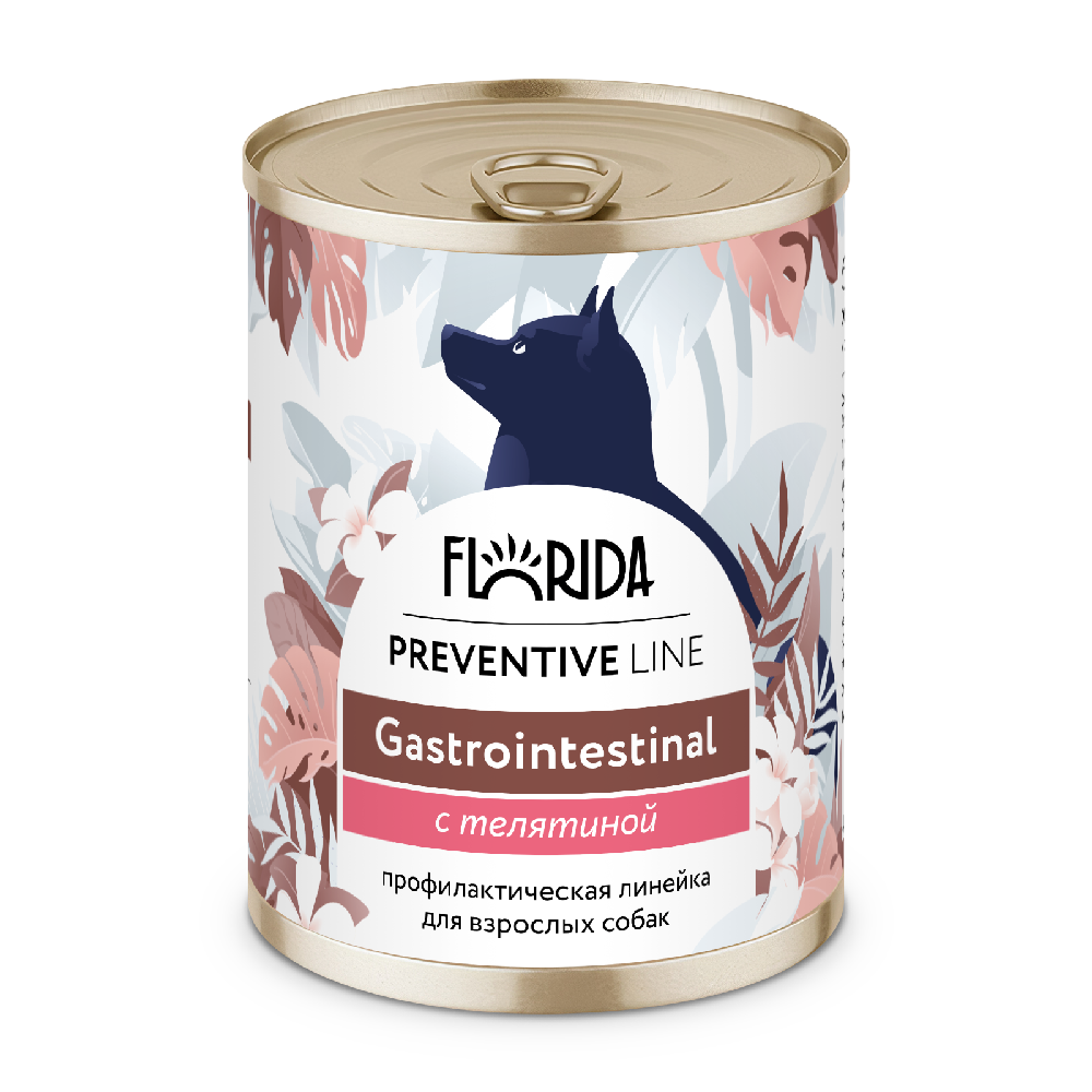 Корм для собак FLORIDA Gastrointestinal при расстройствах пищеварения, телятина банка