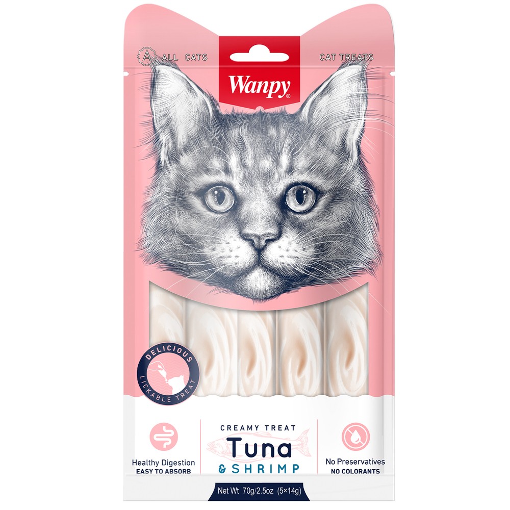 Лакомство для кошек WANPY Cat Нежное пюре из тунца и креветок