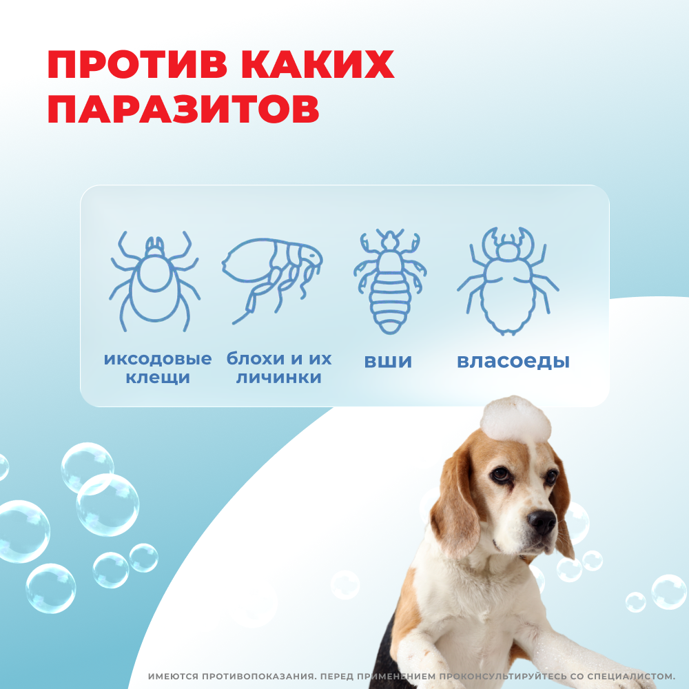 Шампунь для кошек и собак ROLF CLUB 3D от клещей и блох 200мл
