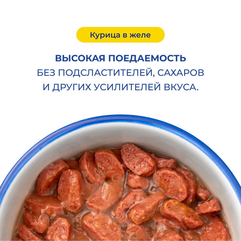 Корм для кошек JARVI для домашних, кусочки в желе, курица пауч