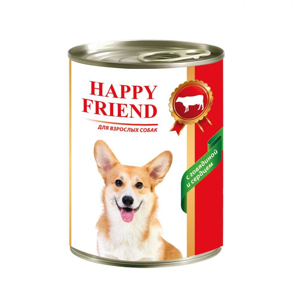Корм для собак HAPPY FRIEND с говядиной и сердцем банка