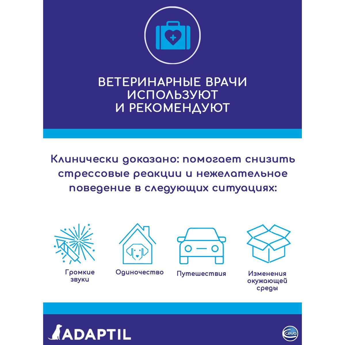 Ошейник для собак CEVA Adaptil успокаивающий с феромонами, размер S до 15 килограмм