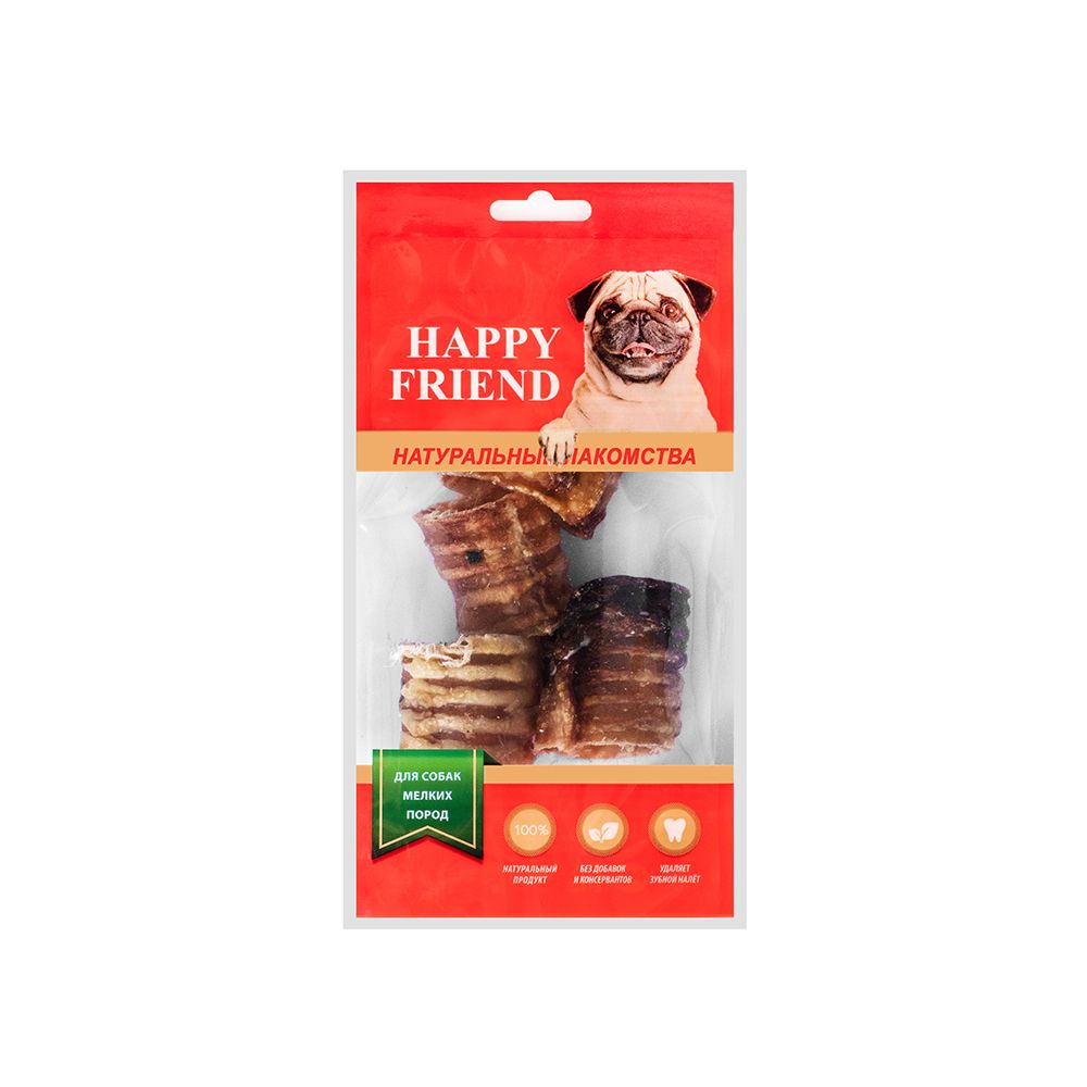 Лакомство для собак HAPPY FRIEND Кольца из говяжьей трахеи для мелких пород
