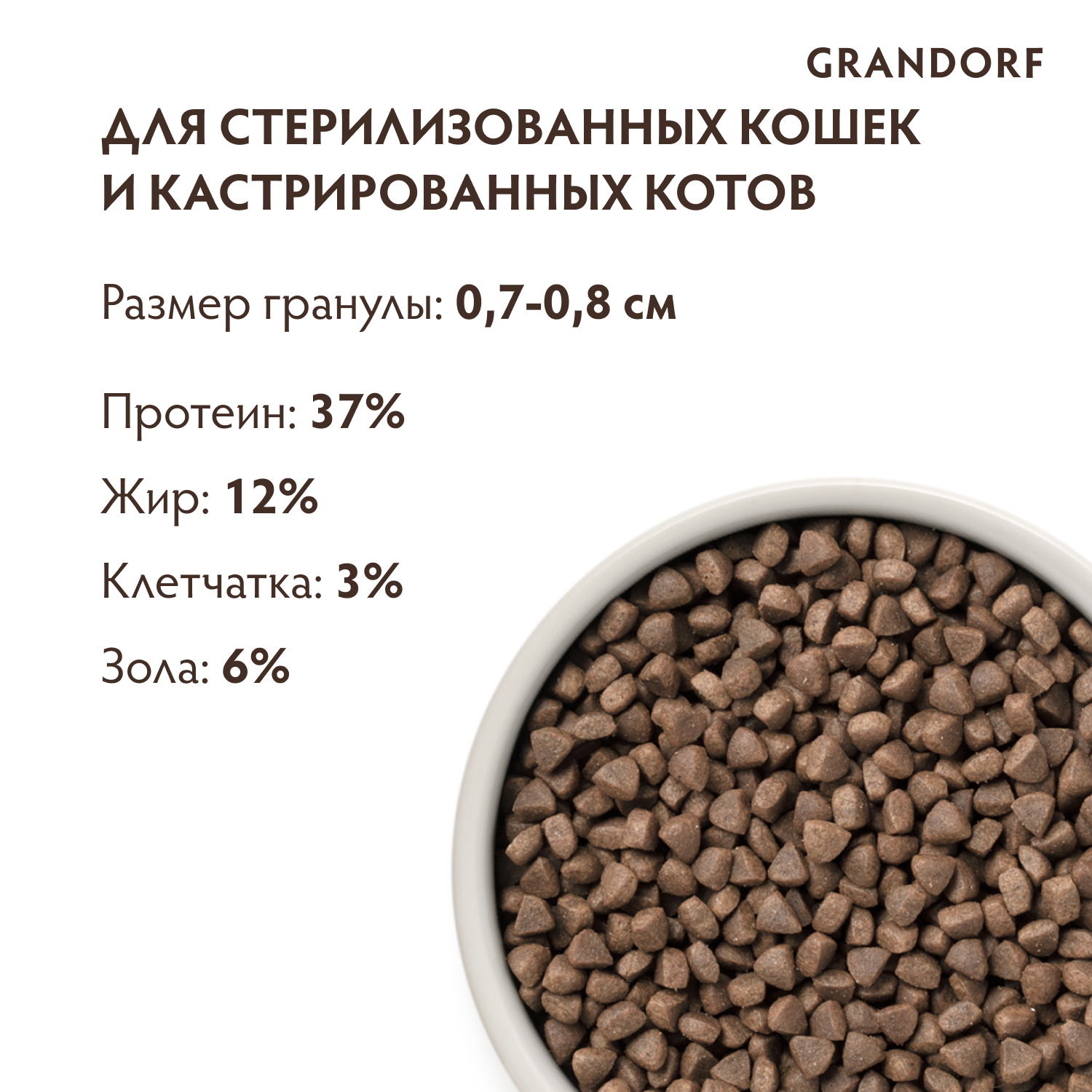 Корм для кошек GRANDORF для стерилизованных, кролик с индейкой сух.