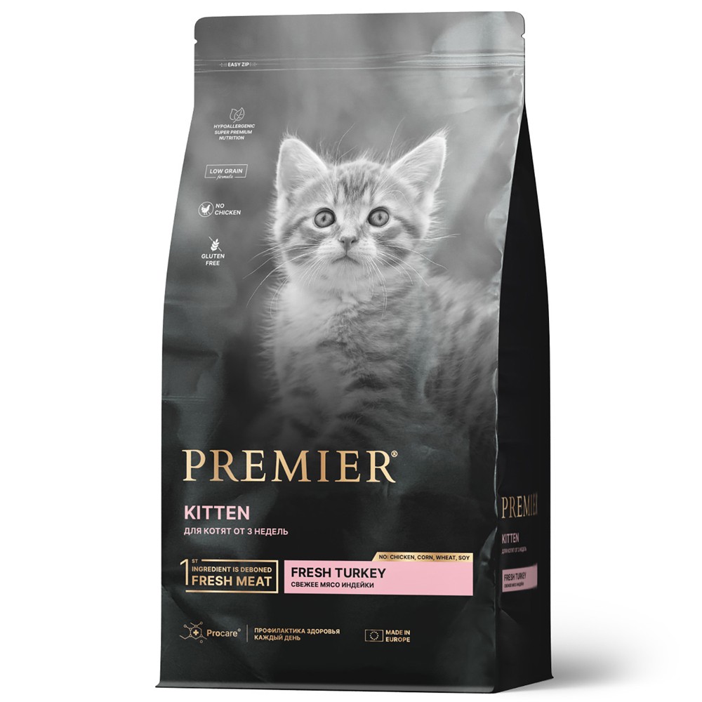 Корм для котят PREMIER Cat Свежая индейка сух.