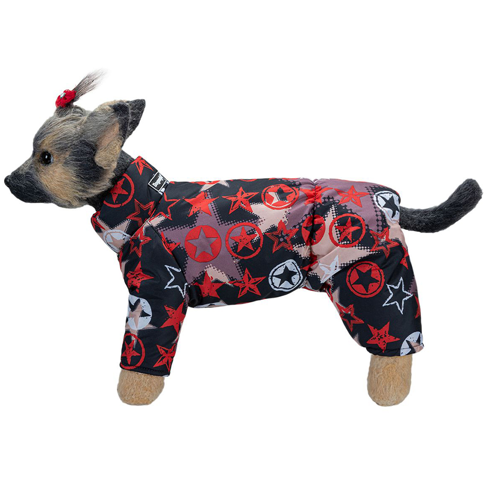 Комбинезон для собак DOG MODA Звезда воротник-стойка (красный) девочка 37см (5)