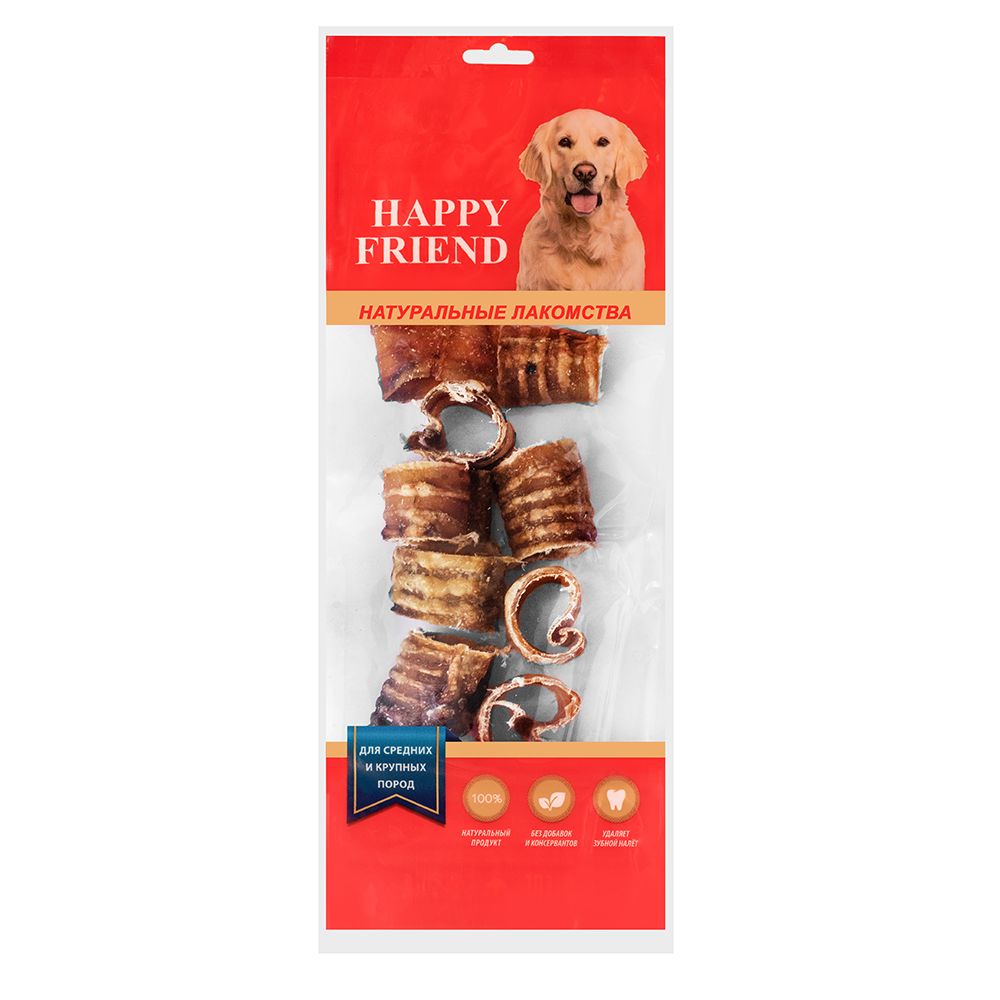 Лакомство для собак HAPPY FRIEND Кольца из говяжьей трахеи для средних и крупных пород