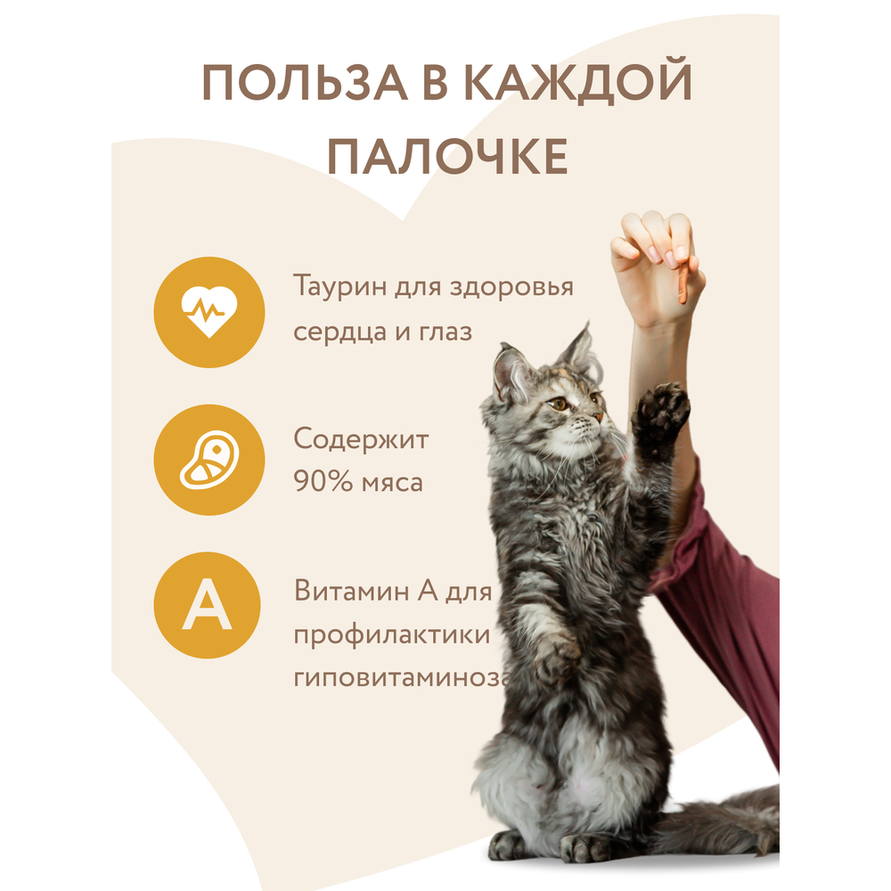 Лакомство для кошек МНЯМС Лакомые палочки из цыпленка и печени 10х