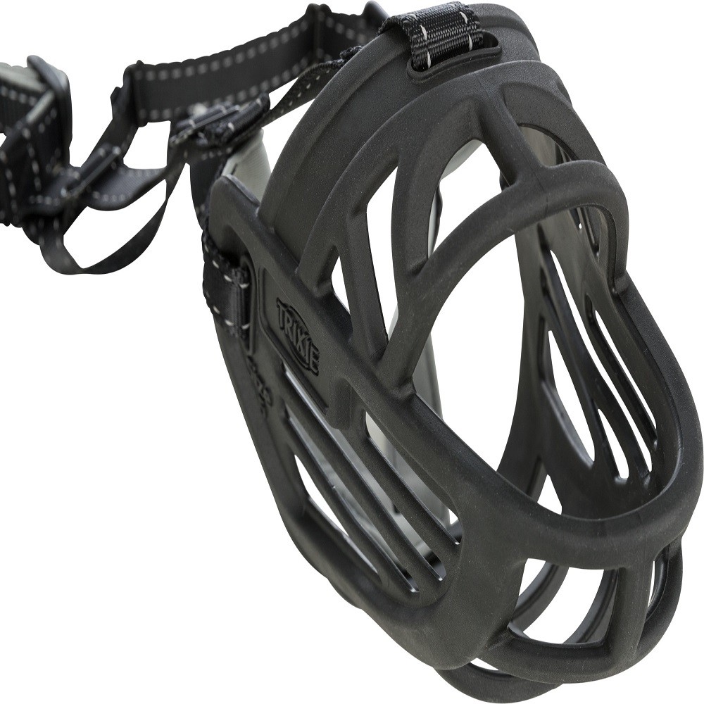 Намордник для собак TRIXIE Muzzle Flex, резина, L–XL (36см, длина лобного ремня до 30см), чёрный
