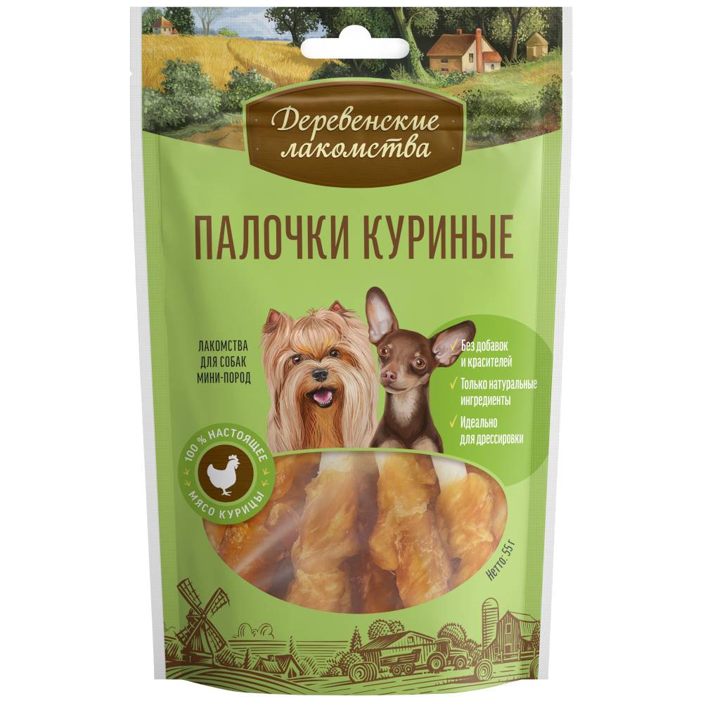 Лакомство для собак ДЕРЕВЕНСКИЕ ЛАКОМСТВА мини пор.палочки кур,