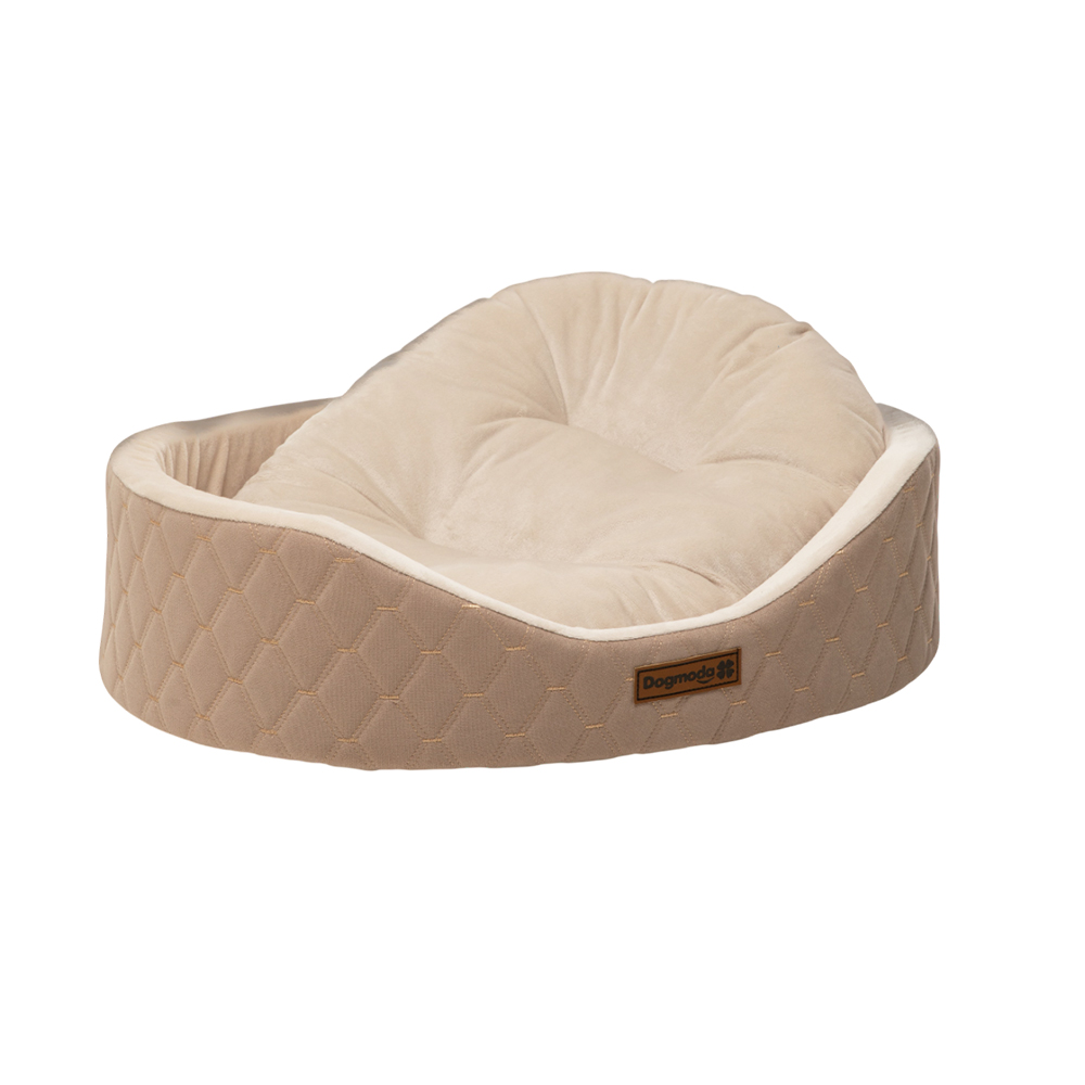 Лежак для животных DOG MODA стеганный круглый, кофейный 60x45x16см