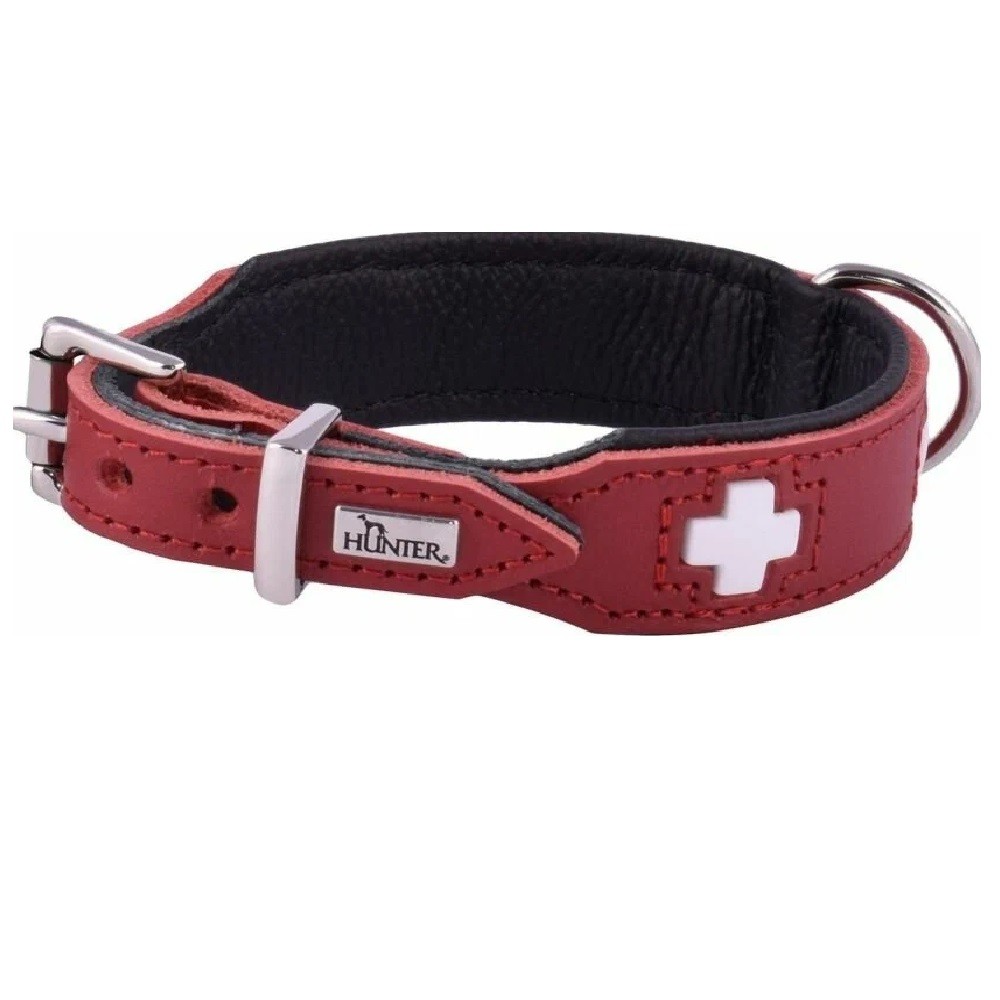 Ошейник для собак HUNTER Swiss 32 кожа красный/черный 24-28см