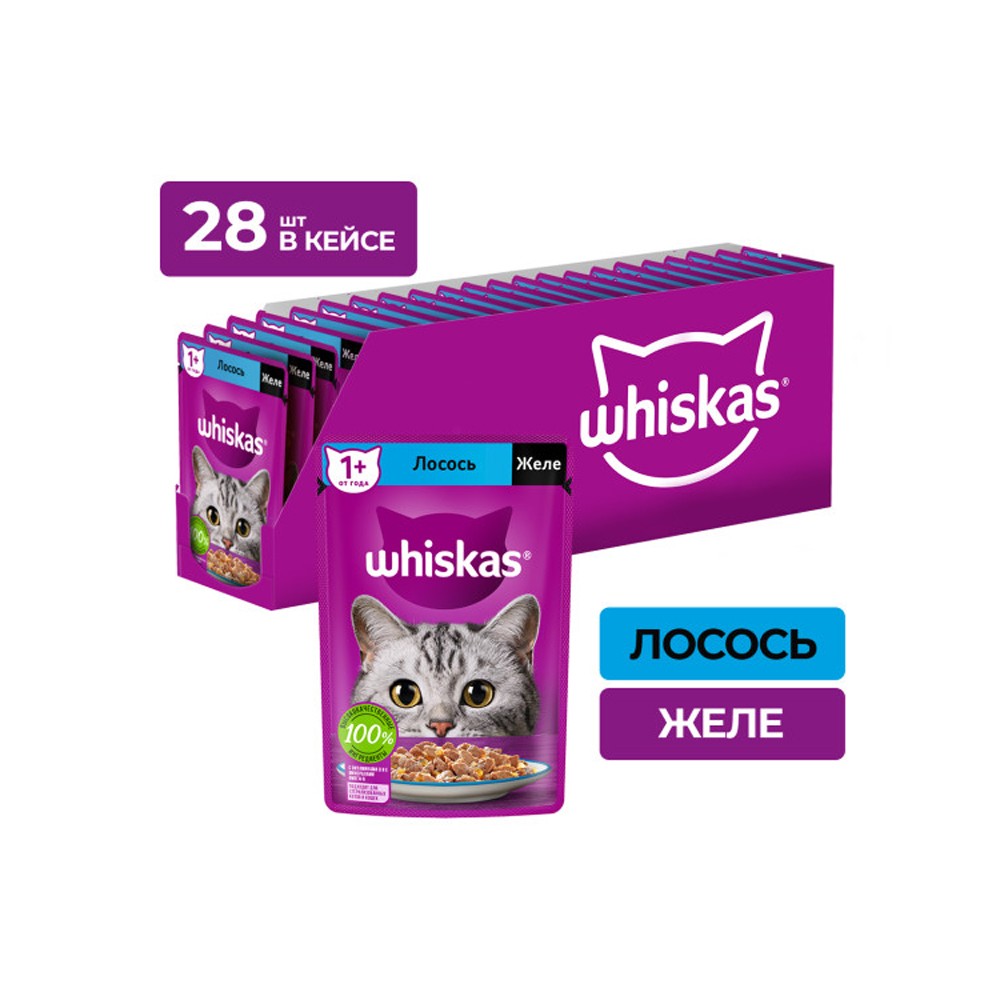 Корм для кошек WHISKAS лосось в желе пауч
