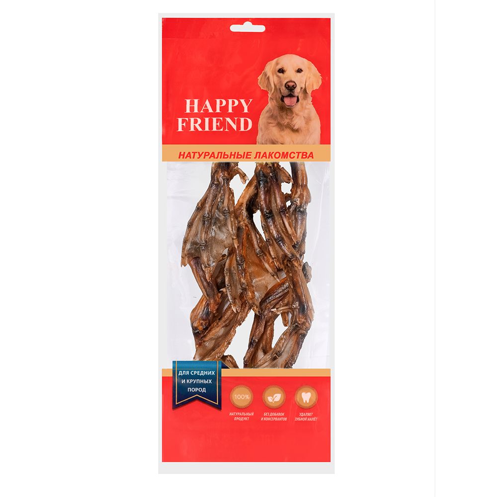Лакомство для собак HAPPY FRIEND Лапки утиные для средних и крупных пород